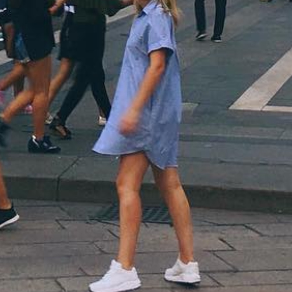 Zara Pin Strip Tee Shirt Dress